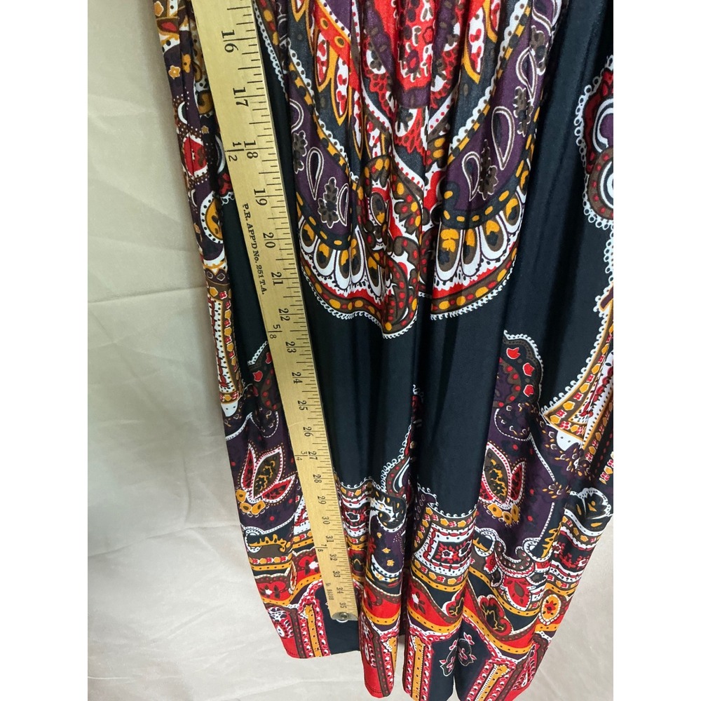 Cristina Love Paisley Empire Waist Dress Womens XL Black Red Excellent Boho Midi - Picture 11 of 12